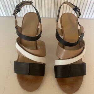 Bandolino Open Toe Heels Sandals, Sling Back, White, Tan, Black,‎  6
